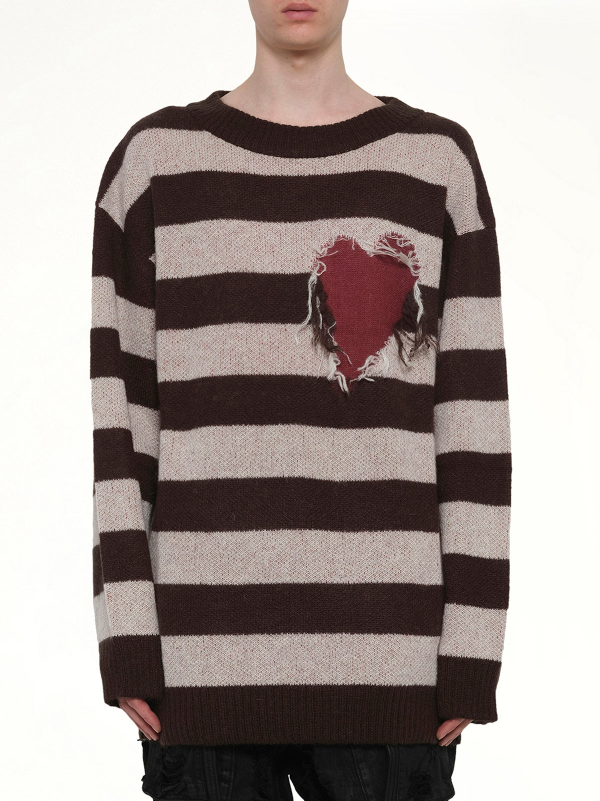 Grunge Stripe Pullover in Brown