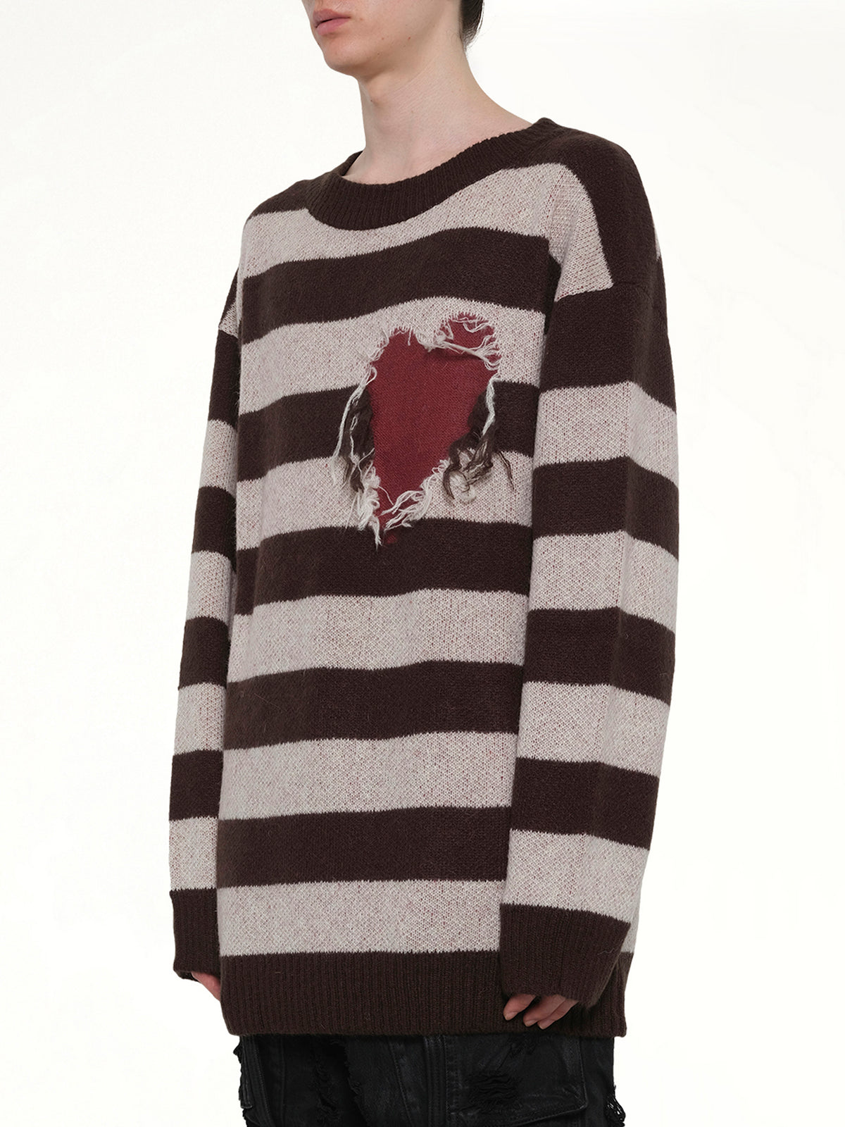 Grunge Stripe Pullover in Brown
