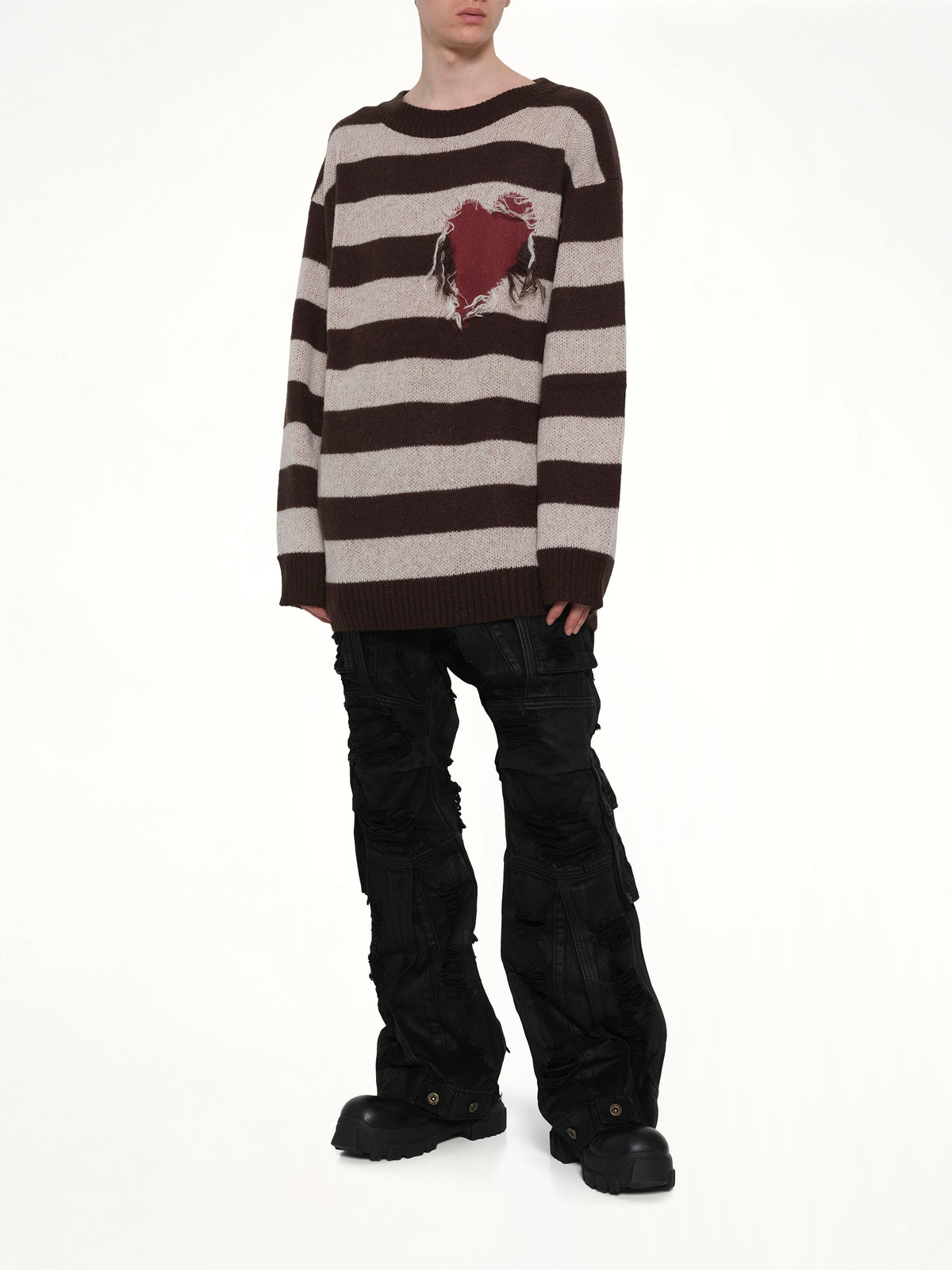 Grunge Stripe Pullover in Brown