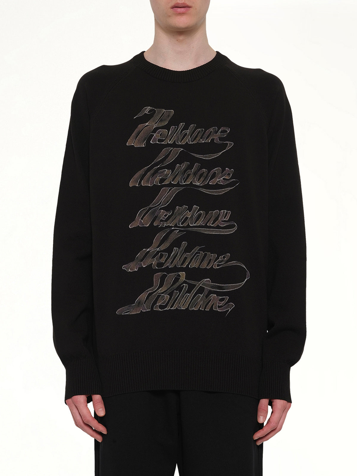 Multi Logo Print Sweater in Black