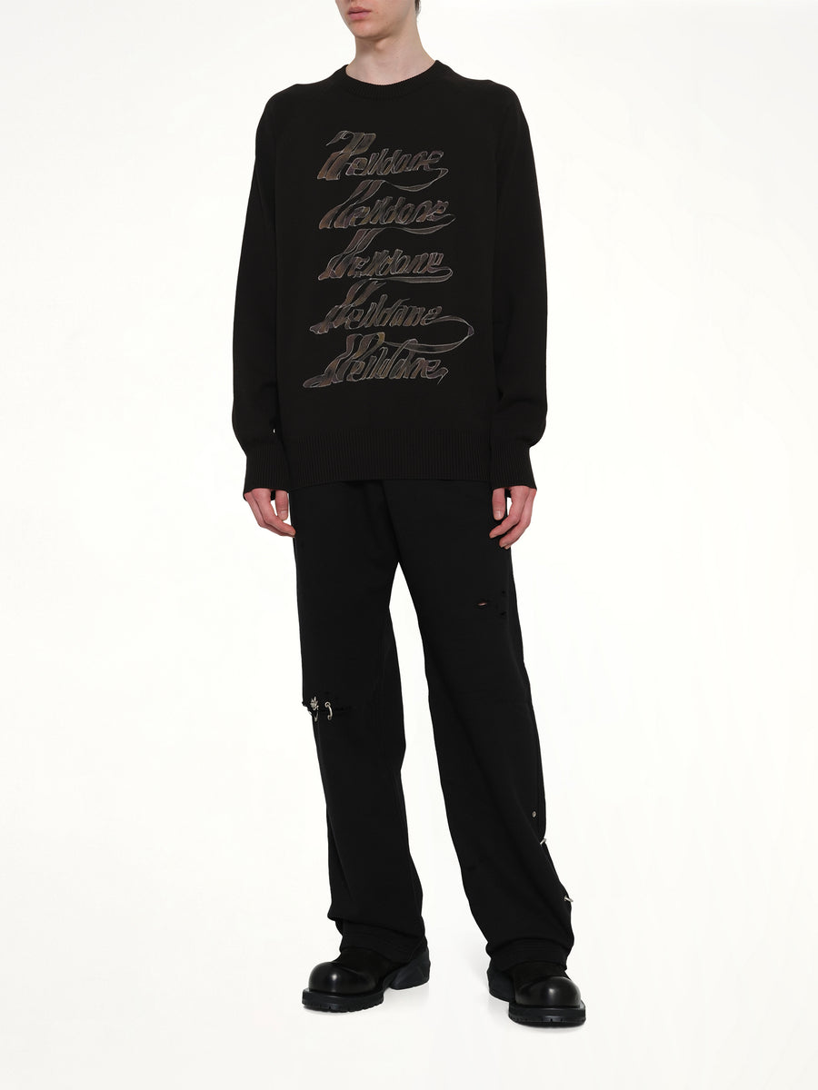 Multi Logo Print Sweater in Black