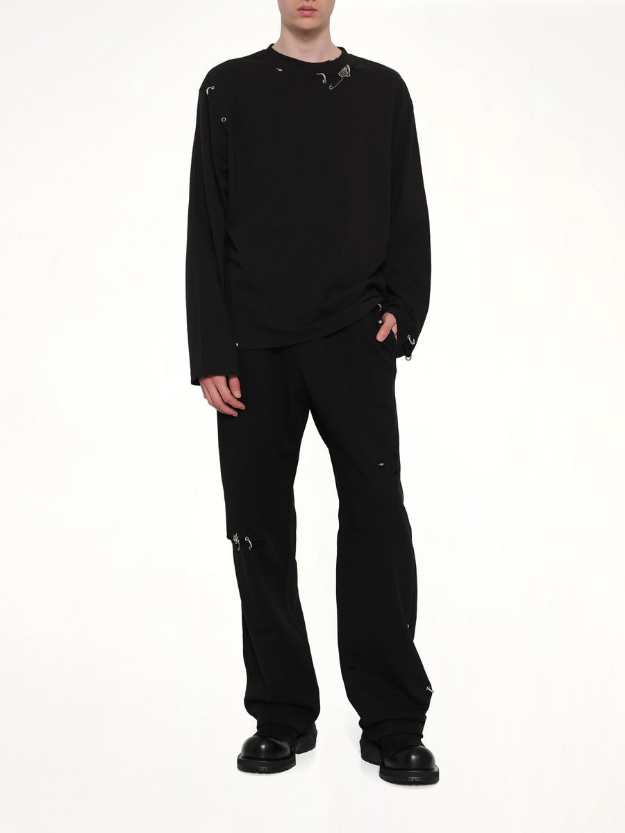 Piercing Detail Sweatpants in Black