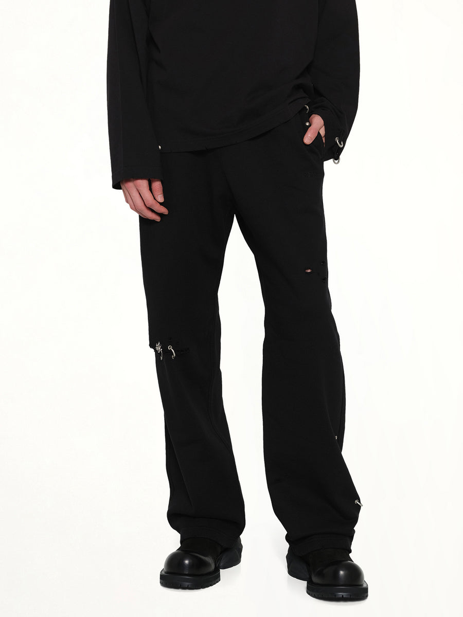 Piercing Detail Sweatpants in Black