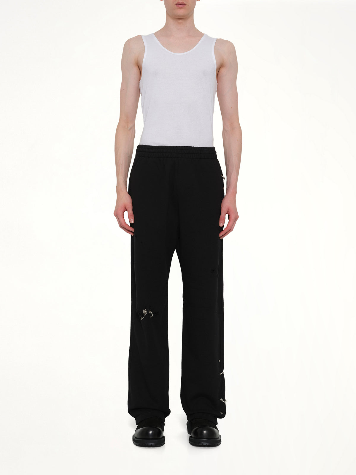 Piercing Detail Sweatpants in Black