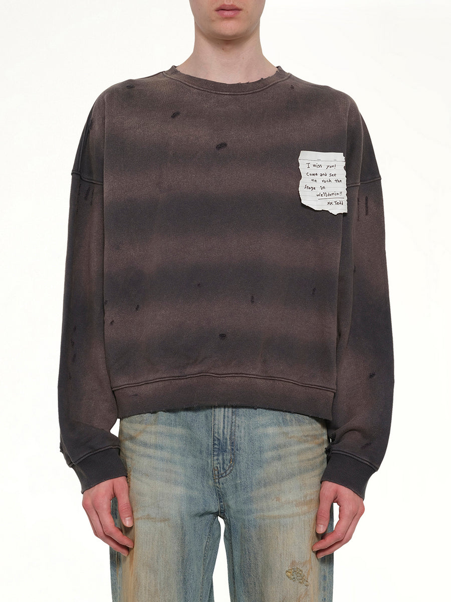 Paper Note Grunge Sweatshirt in Charcoal