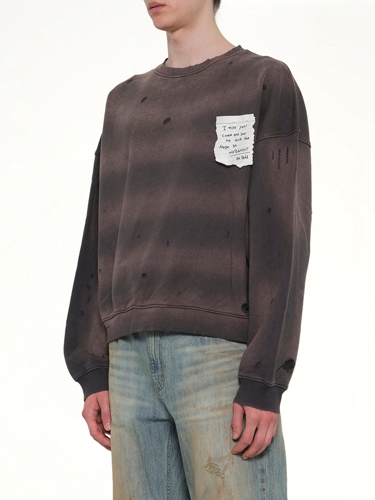 Paper Note Grunge Sweatshirt in Charcoal
