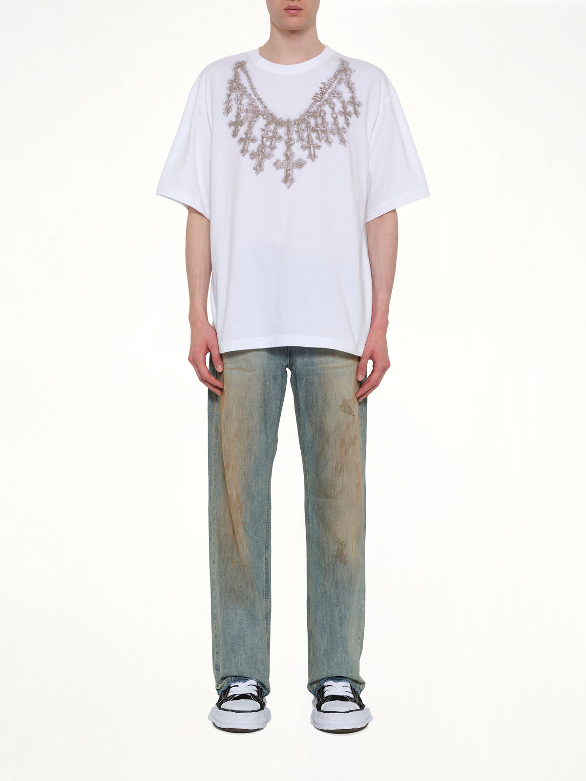 Cross Necklace T-Shirt in White