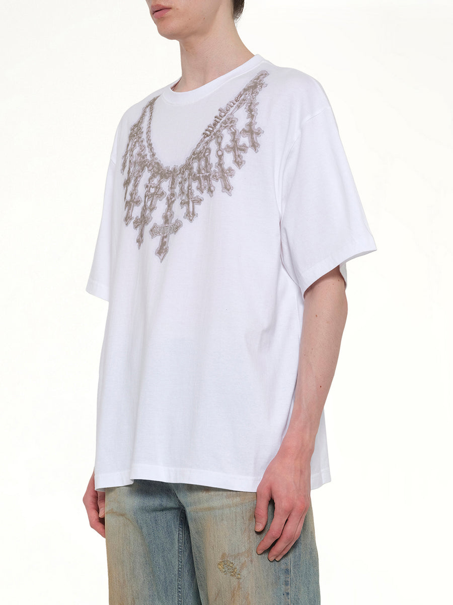 Cross Necklace T-Shirt in White