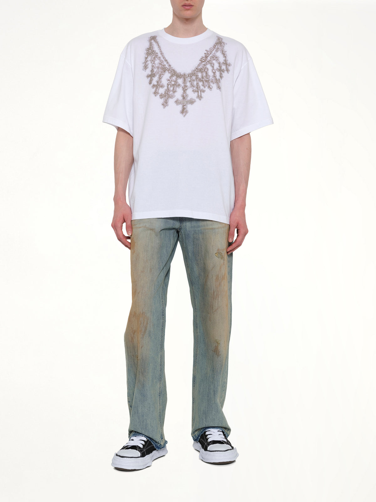 Cross Necklace T-Shirt in White