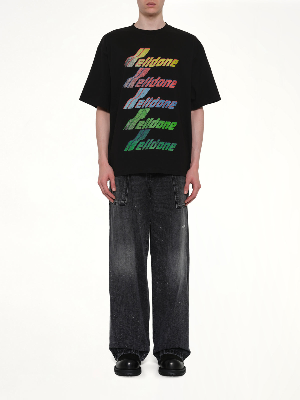 Multi Rainbow Logo T-Shirt in Black