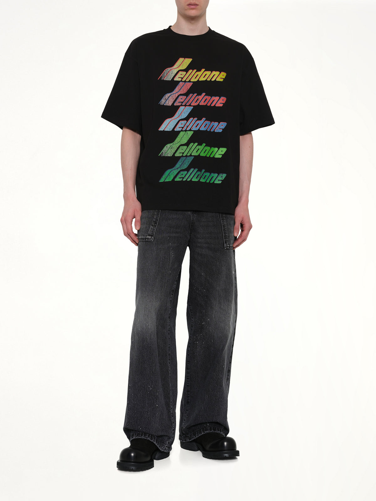 Multi Rainbow Logo T-Shirt in Black