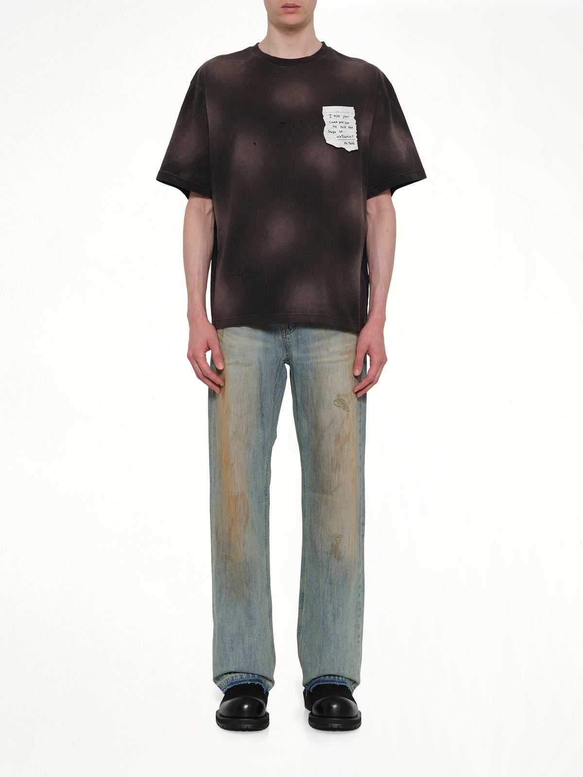 Paper Note Grunge T-Shirt in Black