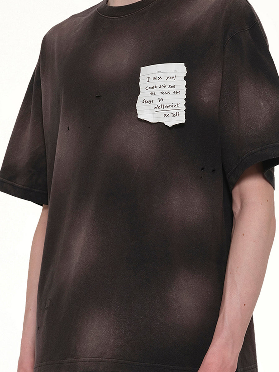 Paper Note Grunge T-Shirt in Black