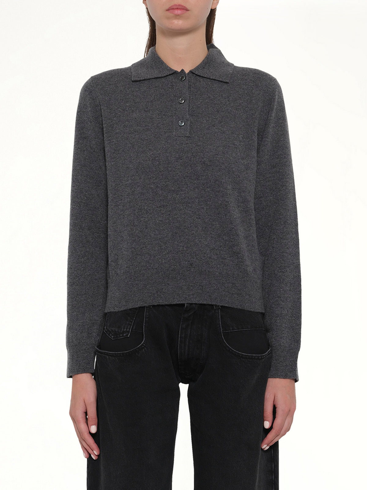 Knit Polo in Dark Grey