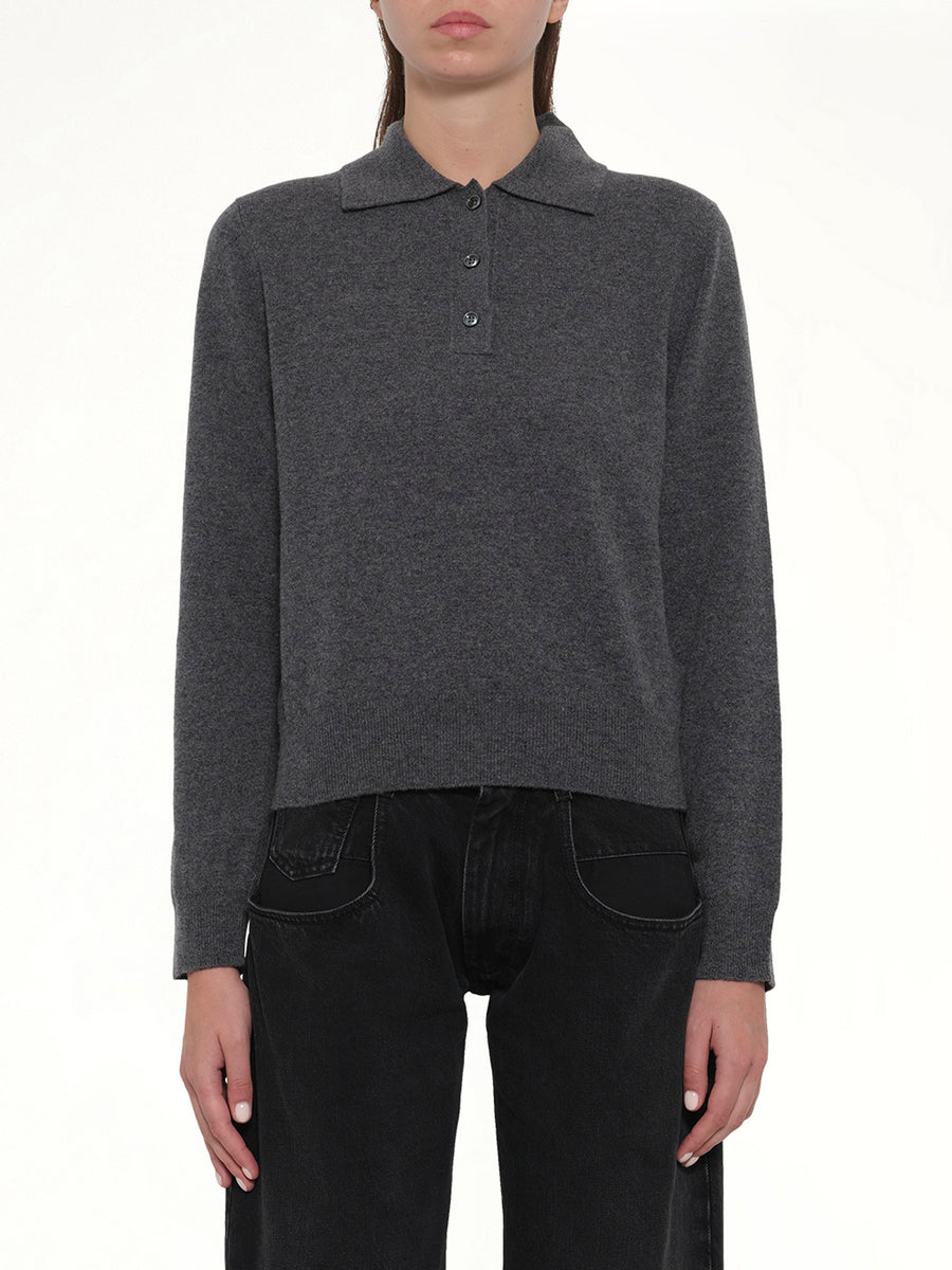 Knit Polo in Dark Grey