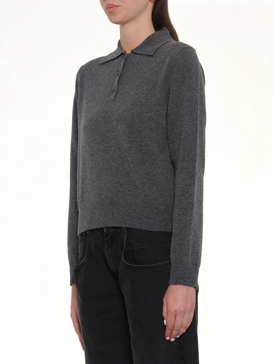 Knit Polo in Dark Grey