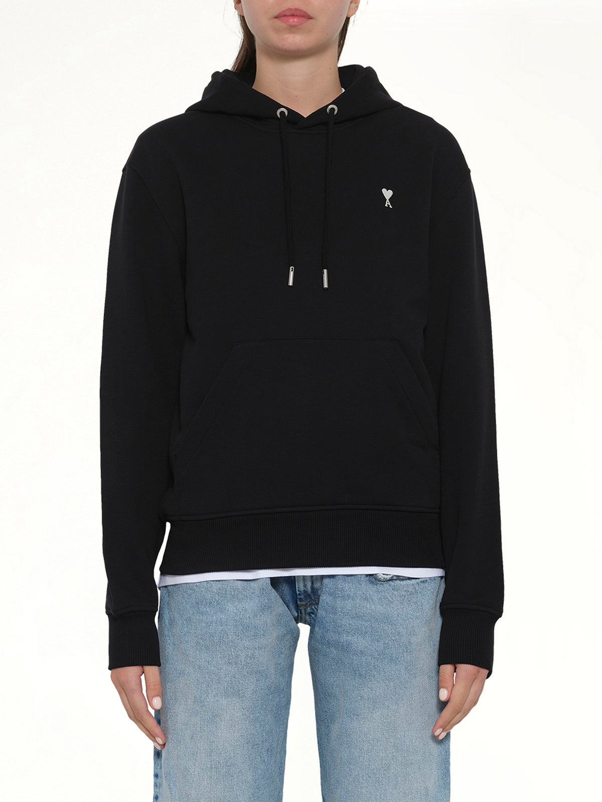 Contrasted Ami De Coeur Hoodie in Black