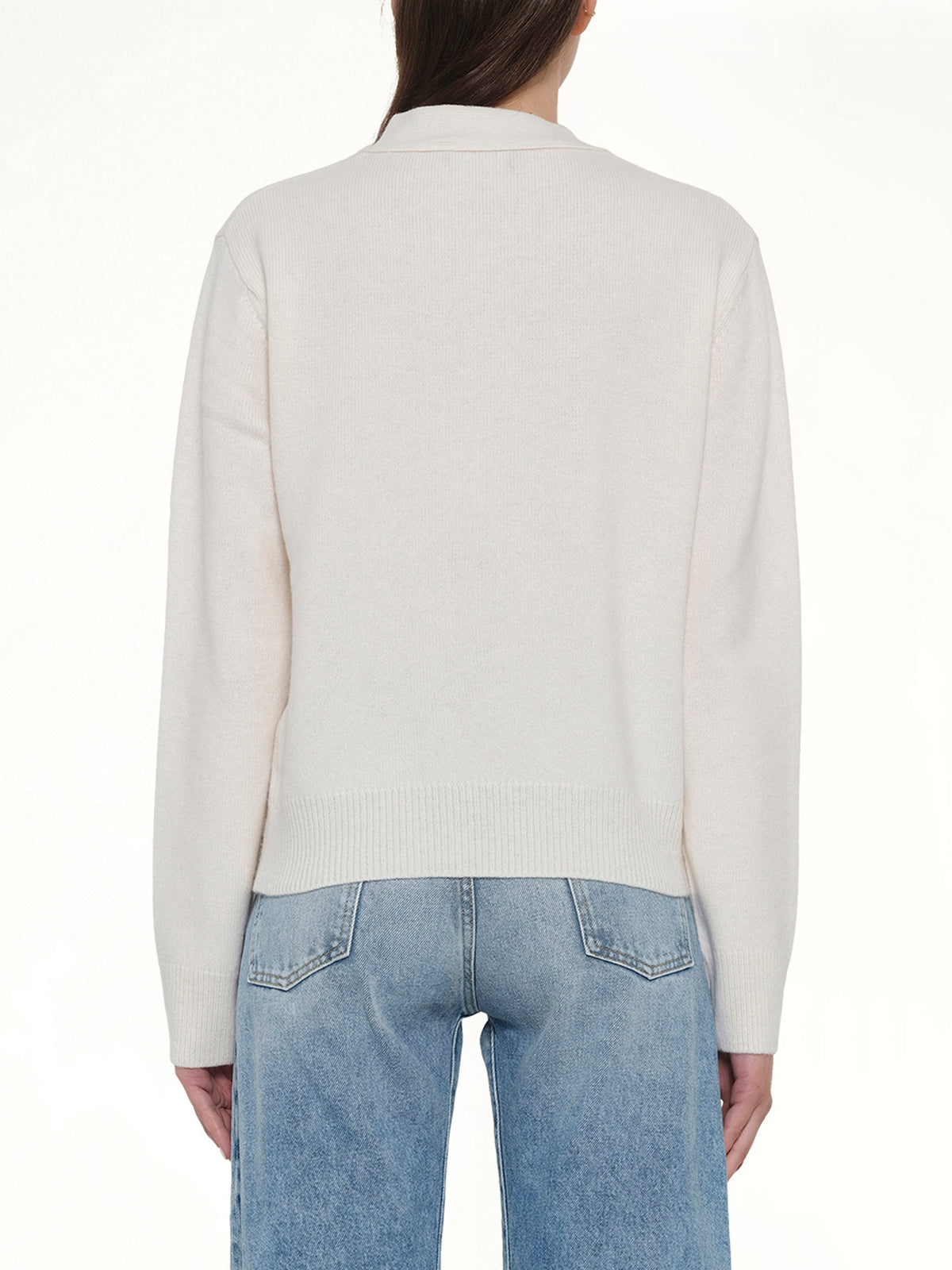 Pocket Logo Knit Cardigan in Ivory