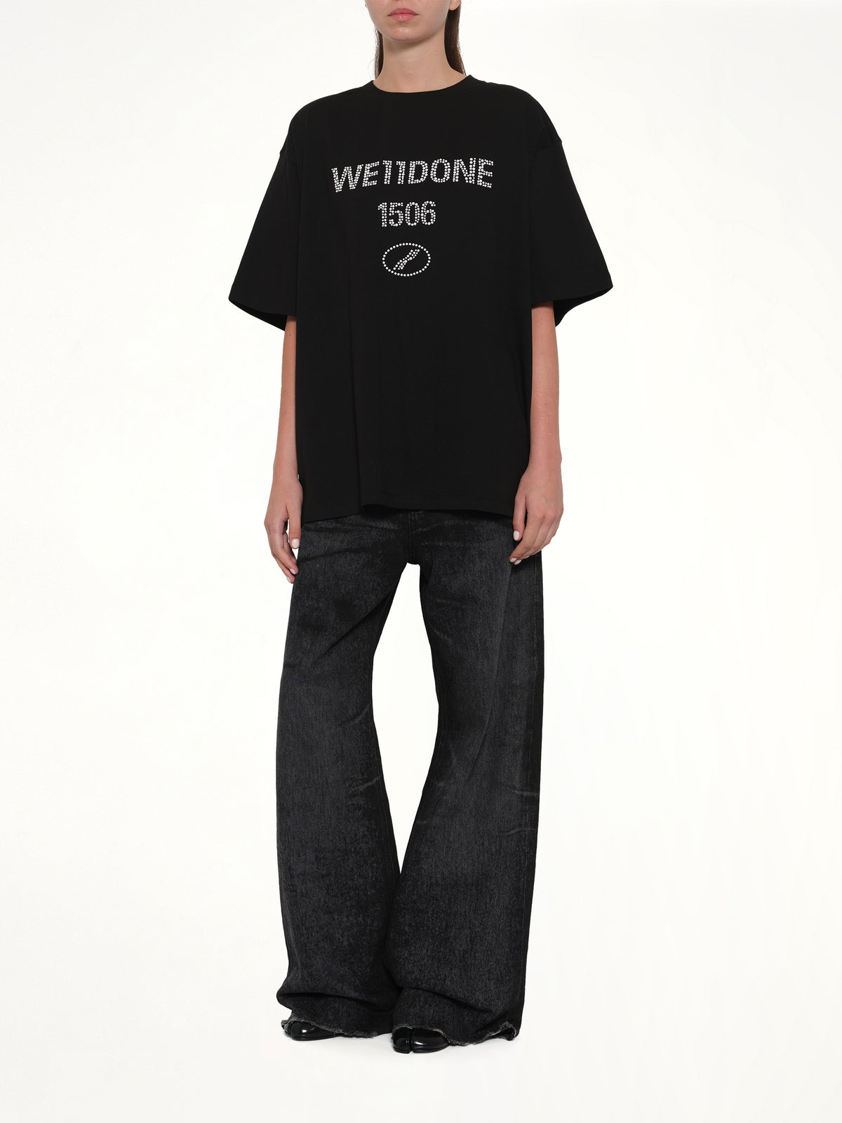 Washed Pearly Collegiate T-Shirt in Black