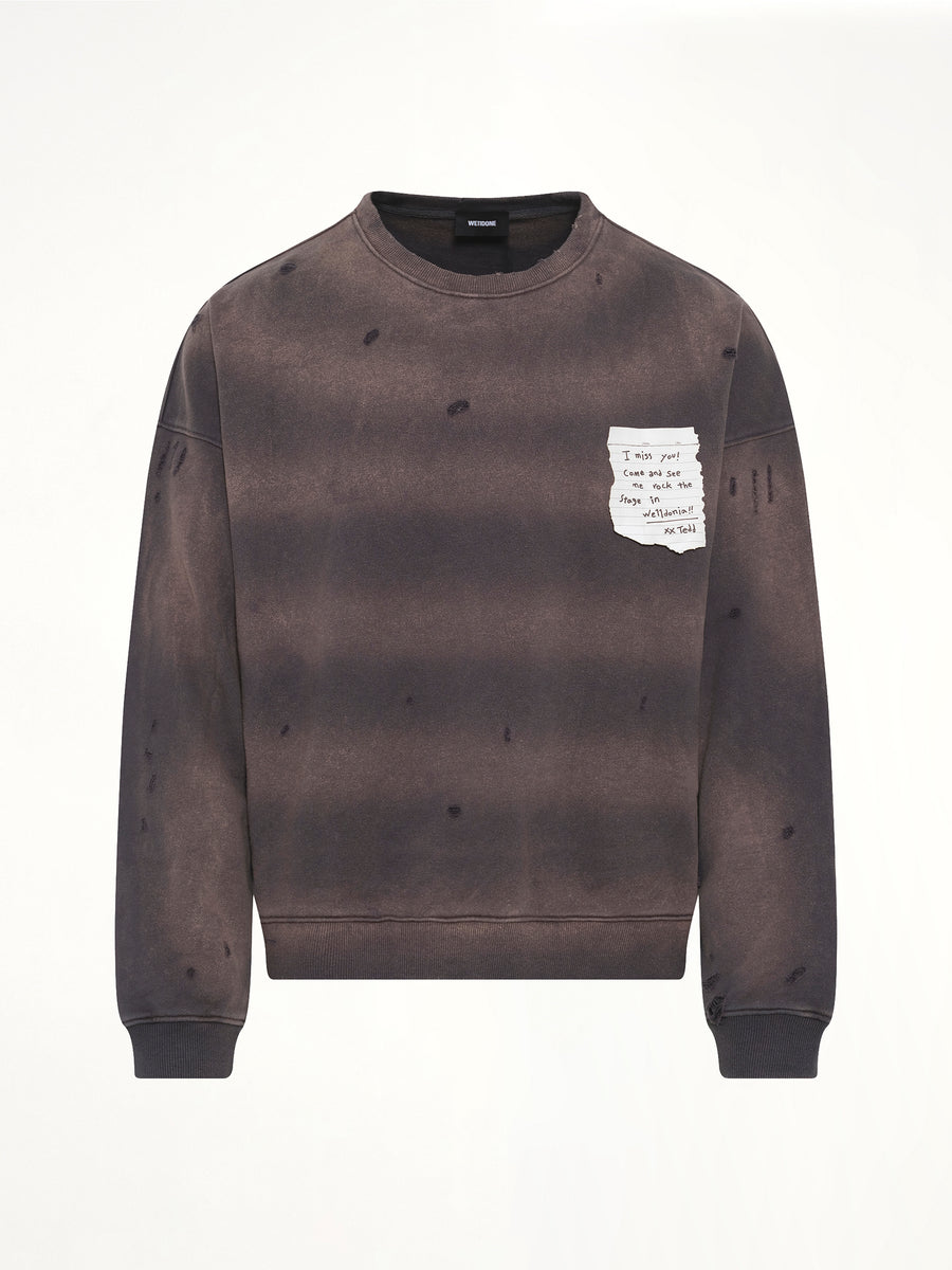 Paper Note Grunge Sweatshirt in Charcoal