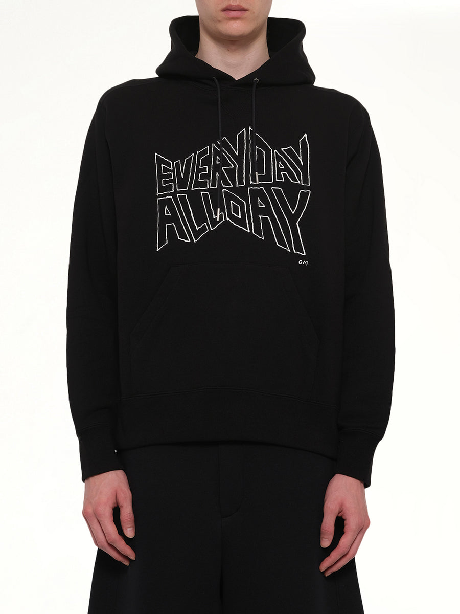 Geoff Sacai Print Hoodie in Black