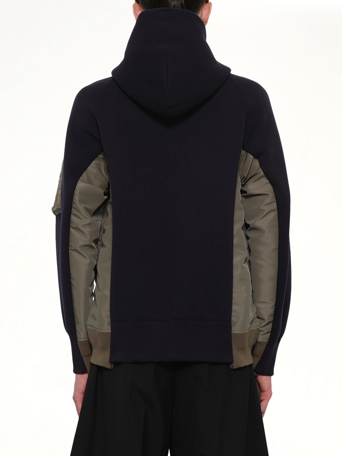Sponge Sweat x Nylon Twill Zip Hoodie in Navy/Khaki