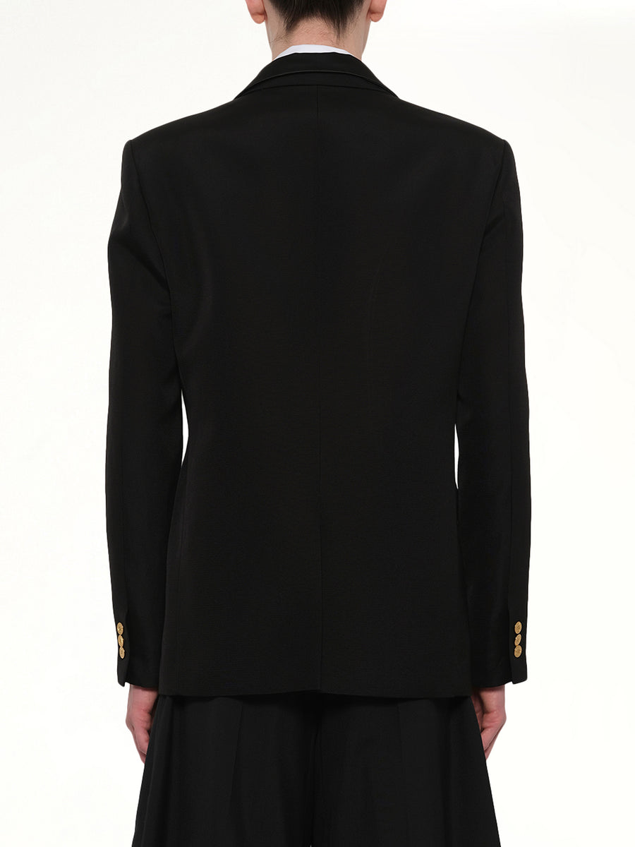 Double-Faced Silk Cotton Jacket in Black