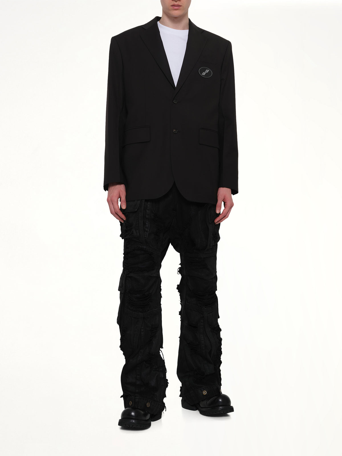 Oversized Suit Logo Blazer in Black