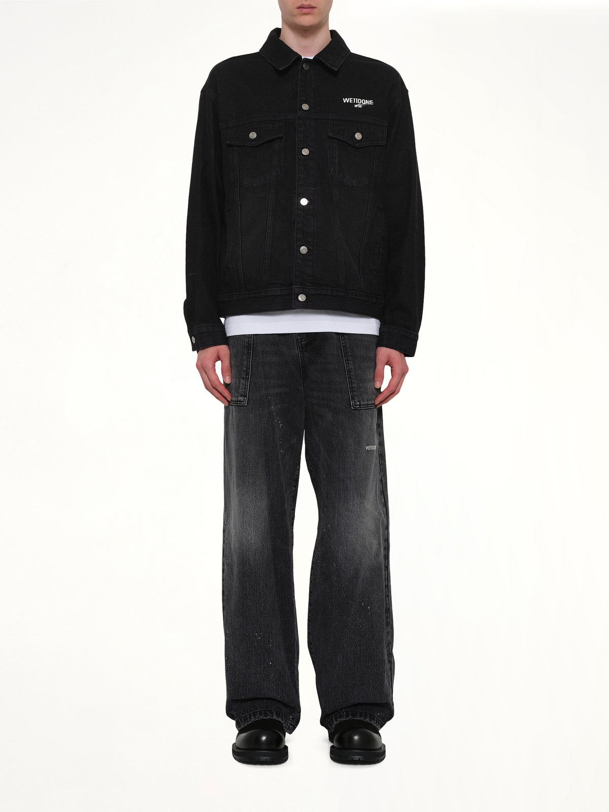 1506 Logo Loose-Fit Denim Trucker Jacket in Black