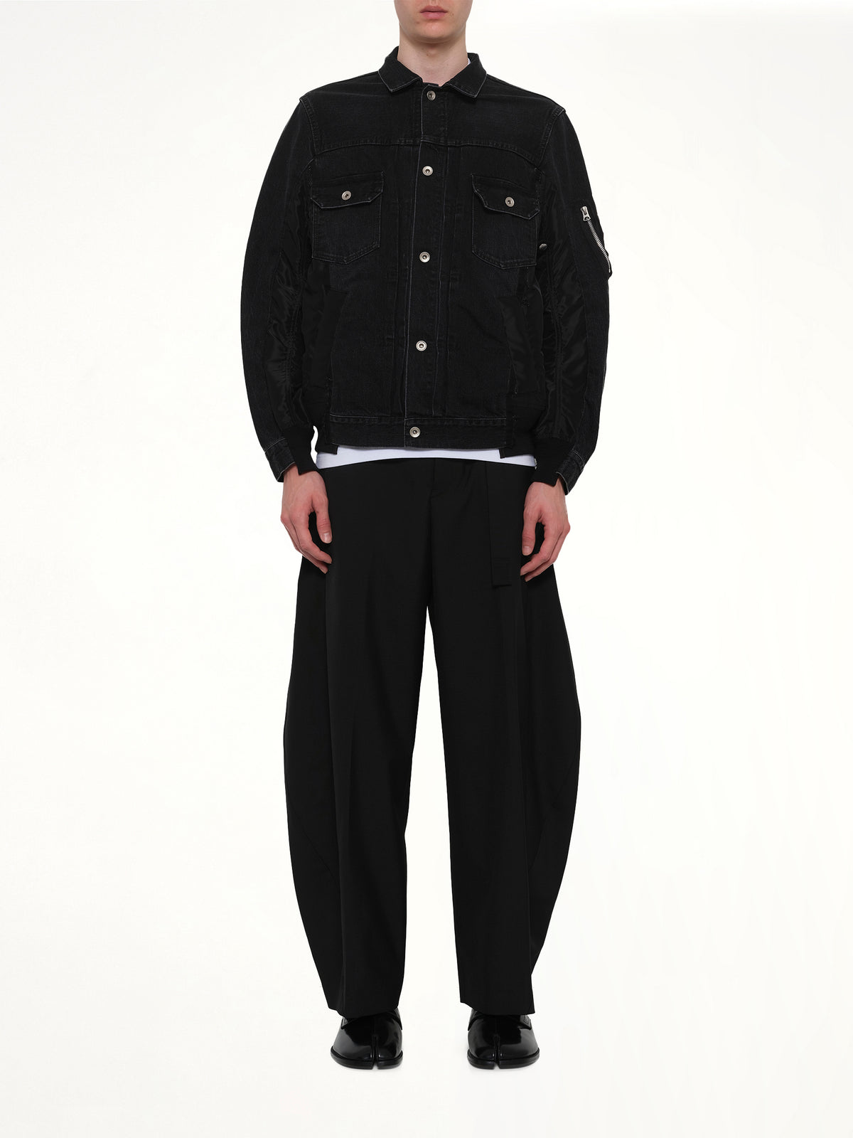 Denim x Nylon Twill Jacket in Black