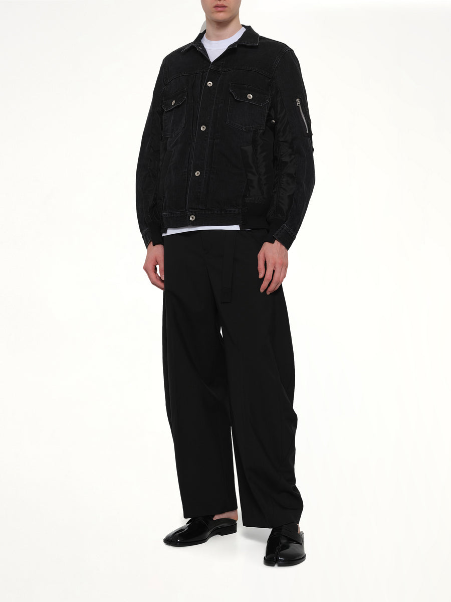 Denim x Nylon Twill Jacket in Black