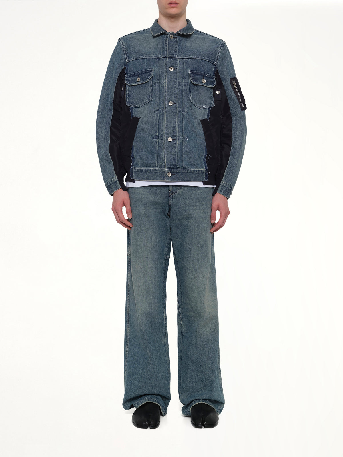 Denim x Nylon Twill Jacket in Light Blue