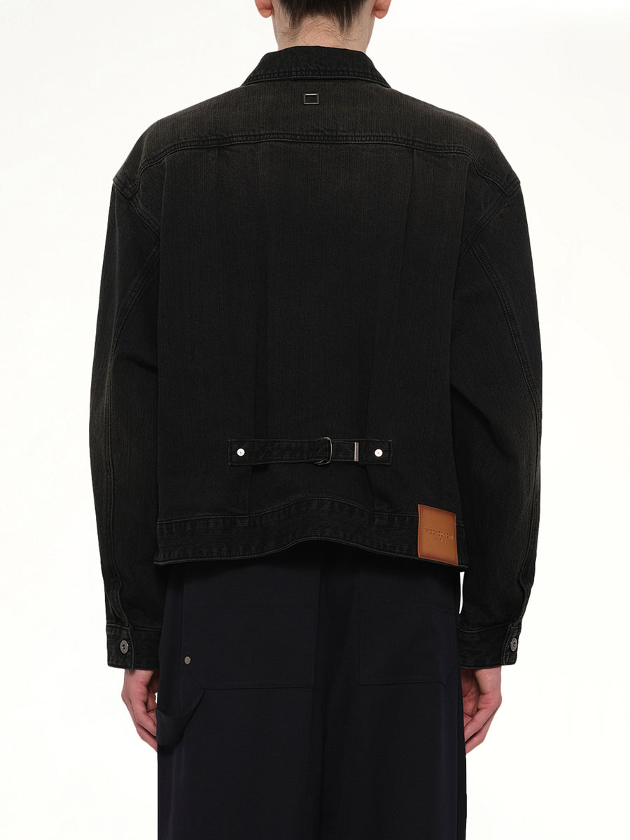 Stone Washed Denim Jacket in Black