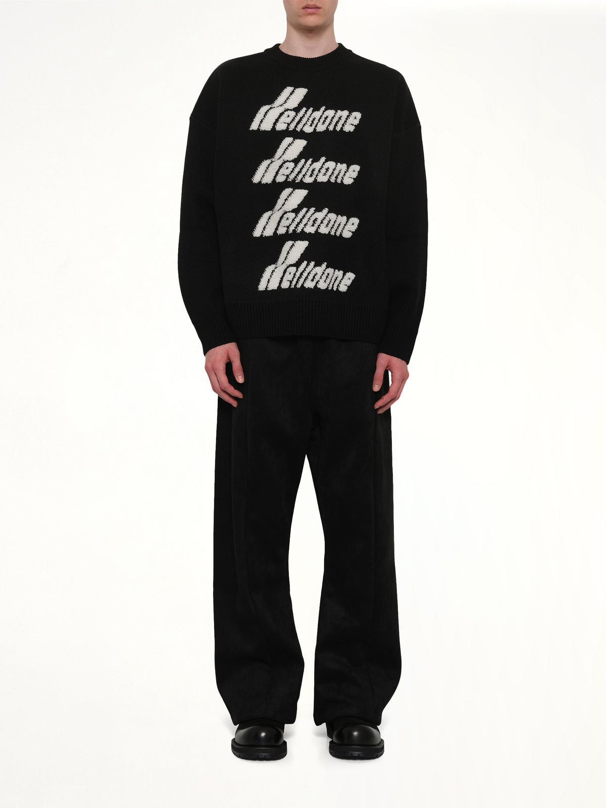 Logo Pile Knit Sweater in Black