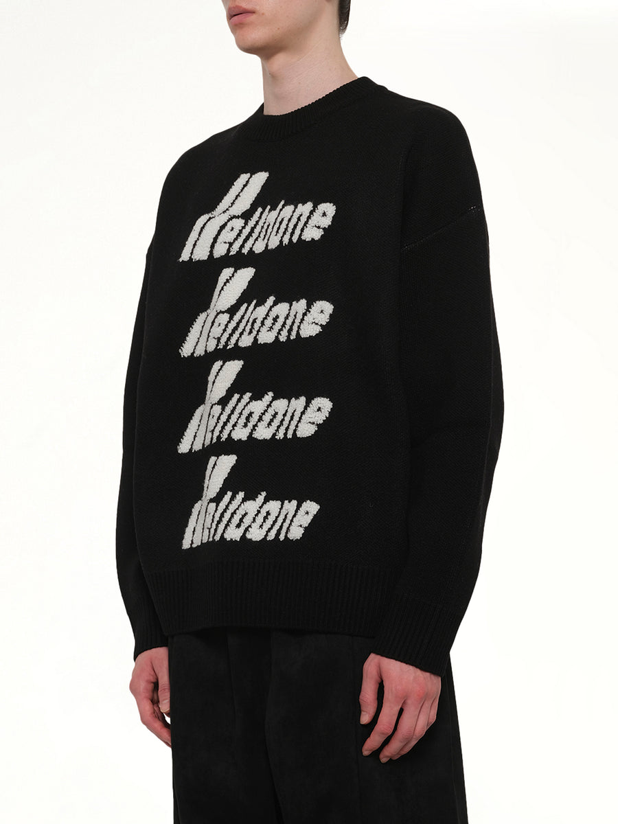 Logo Pile Knit Sweater in Black