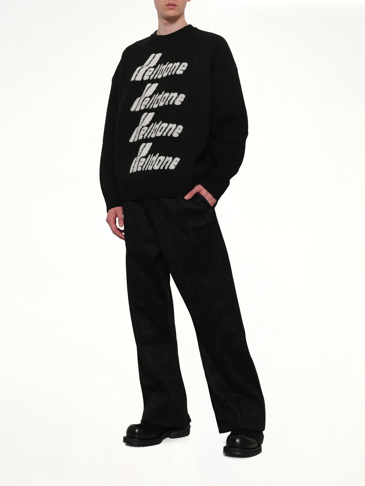 Logo Pile Knit Sweater in Black