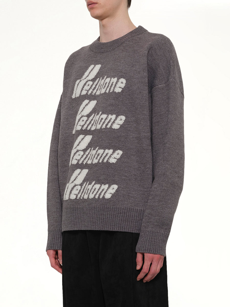 Logo Pile Knit Sweater in Grey