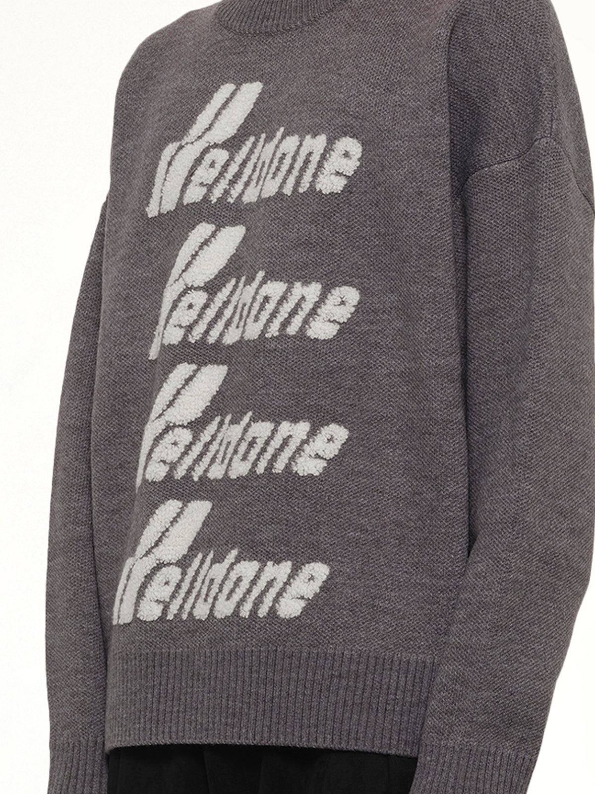 Logo Pile Knit Sweater in Grey