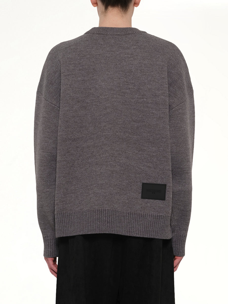 Logo Pile Knit Sweater in Grey