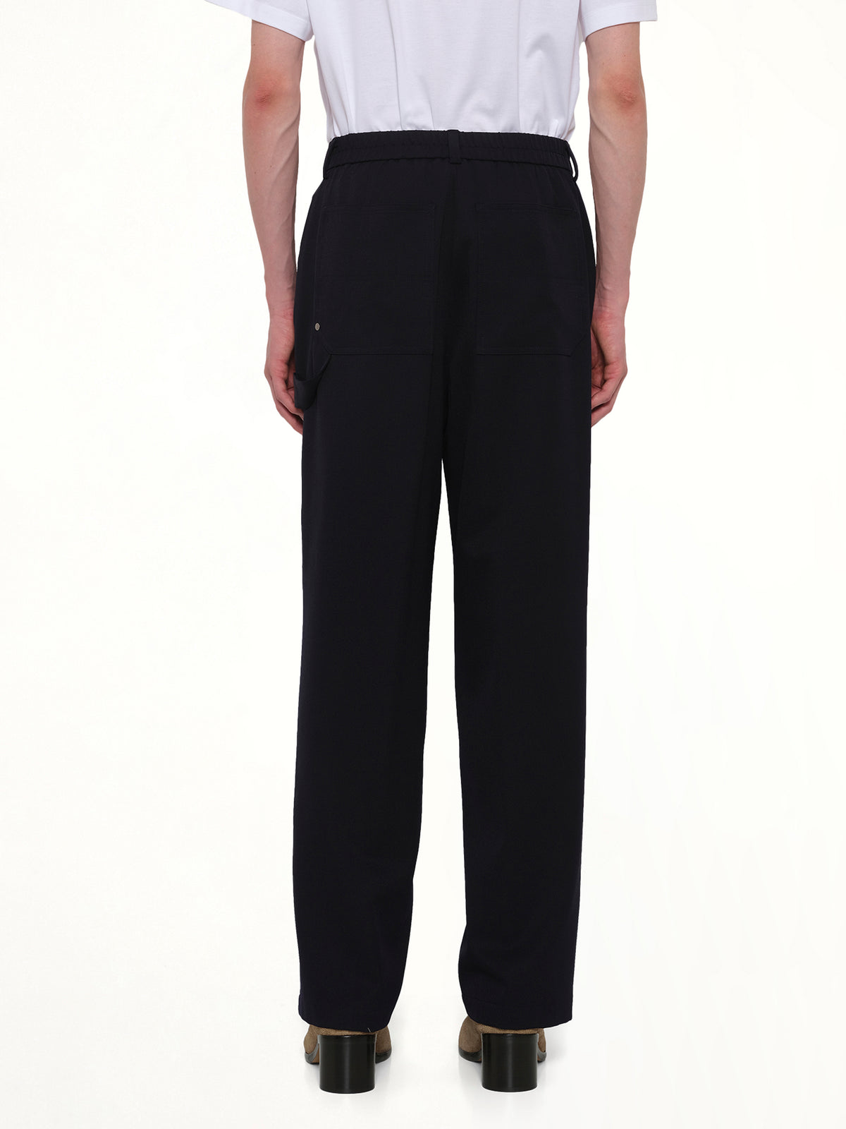Wool Pleat Trouser in Navy