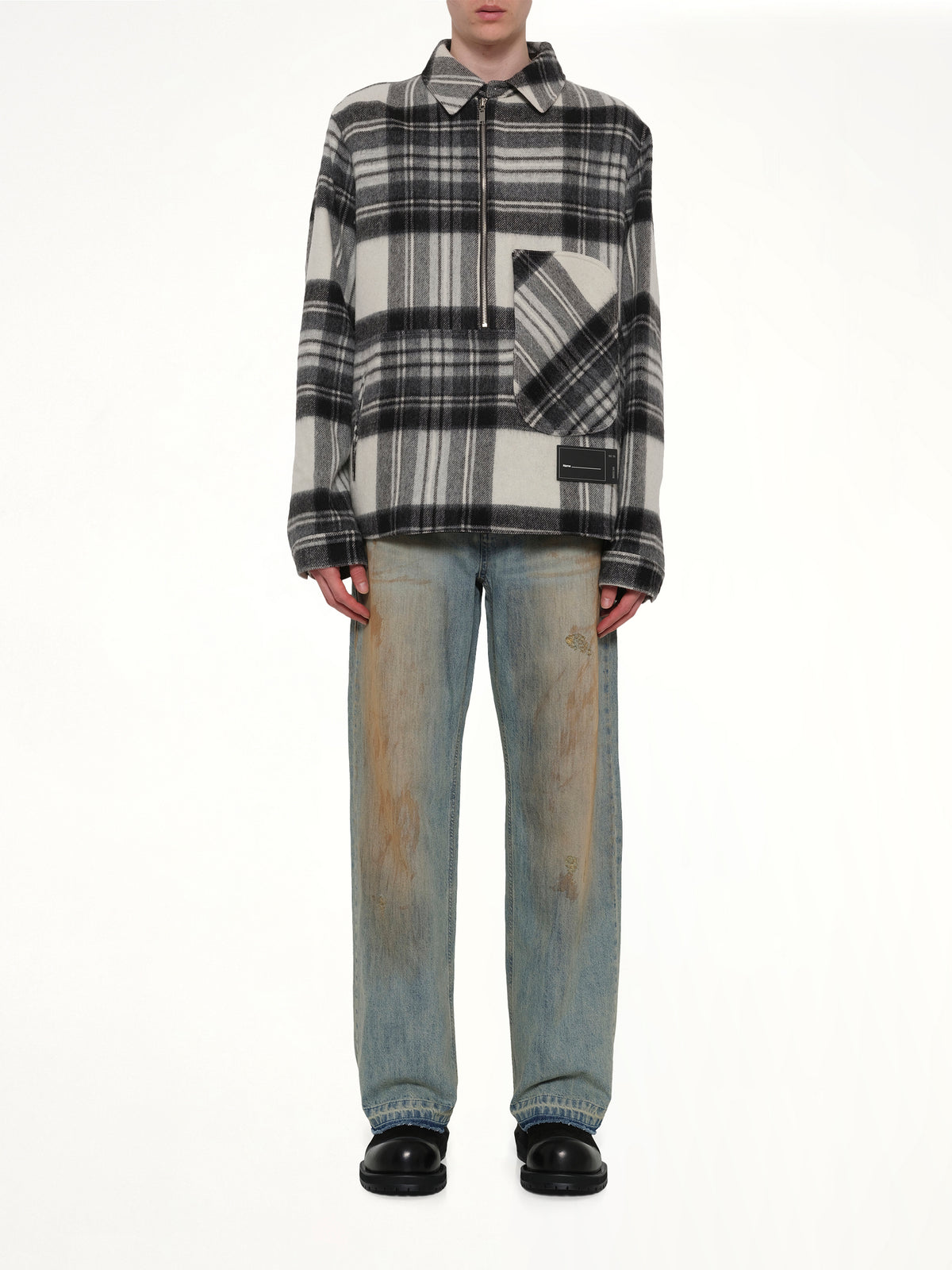 Check Anorak Wool Shirt in Grey