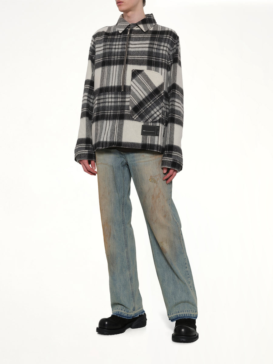 Check Anorak Wool Shirt in Grey