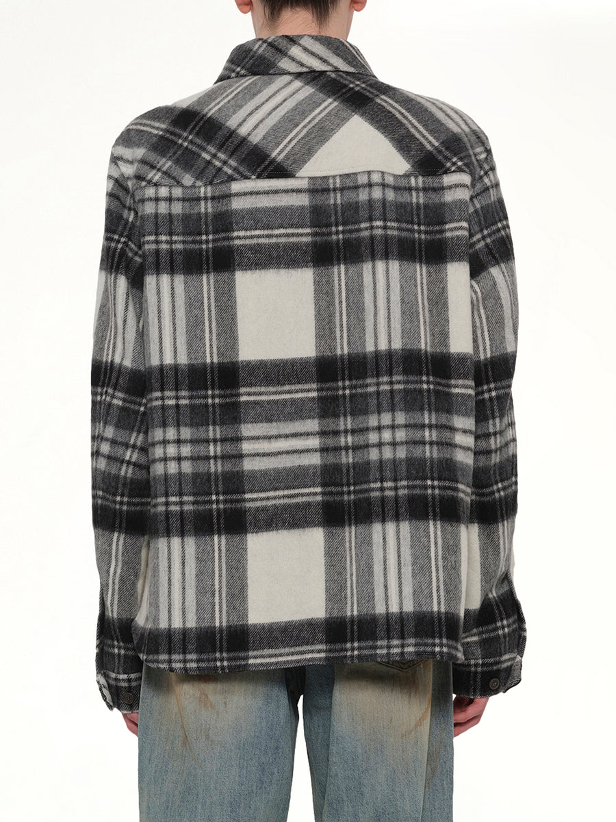 Check Anorak Wool Shirt in Grey