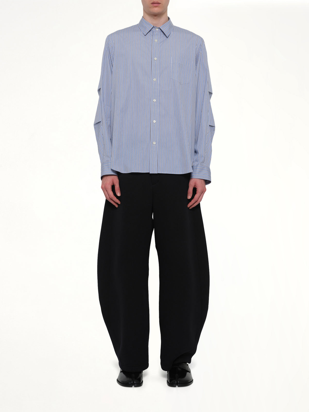 Poplin Shirt in Light Blue Stripe
