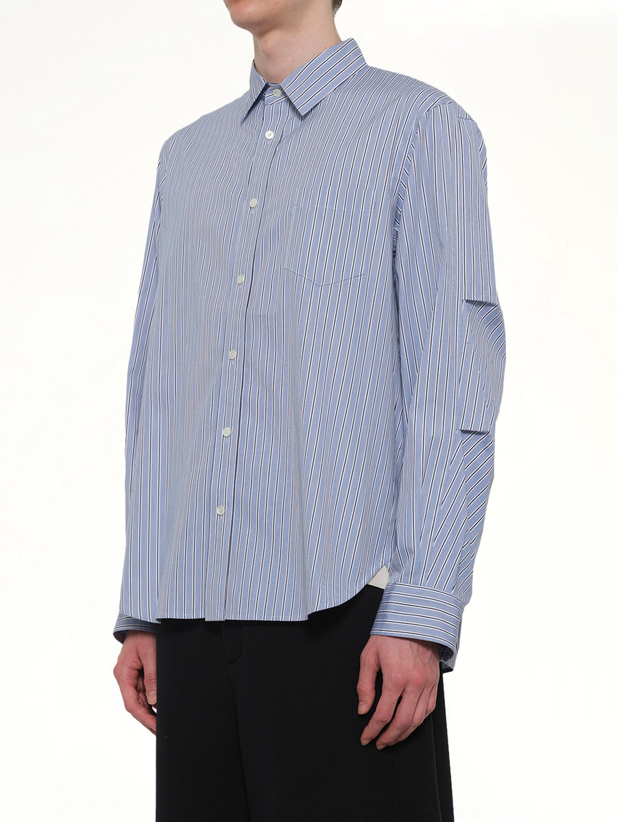 Poplin Shirt in Light Blue Stripe