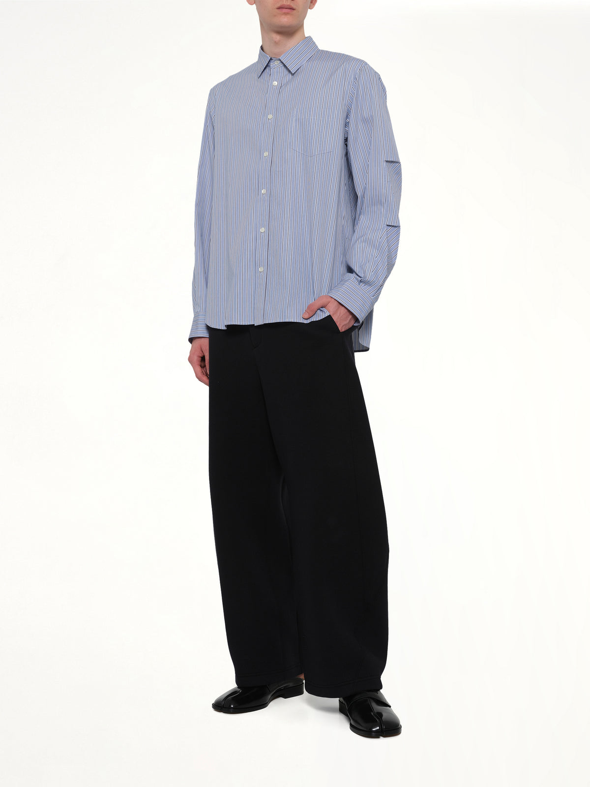 Poplin Shirt in Light Blue Stripe