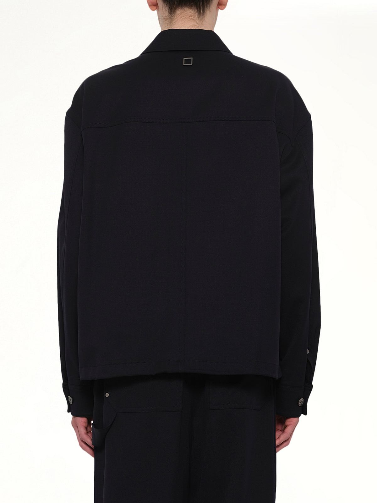 Wool Button Shirt in Navy