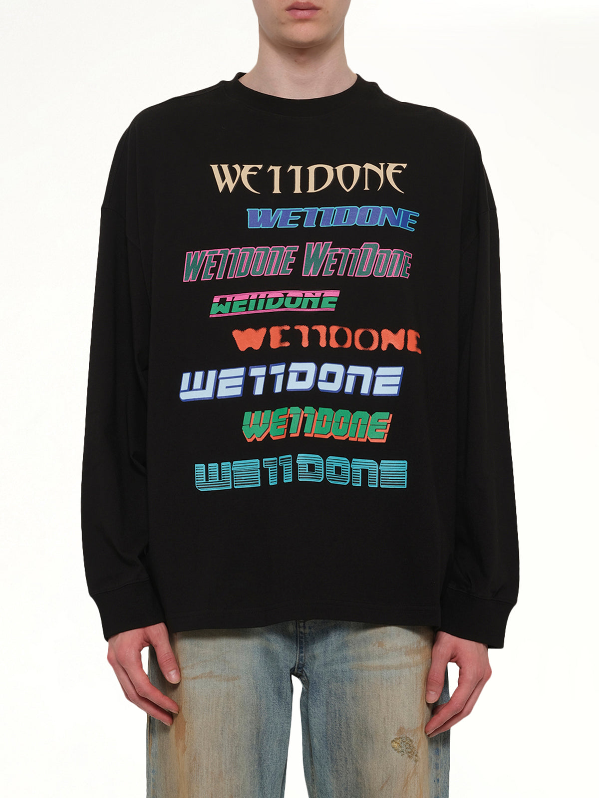 Multi Logo Long Sleeve T-Shirt in Black