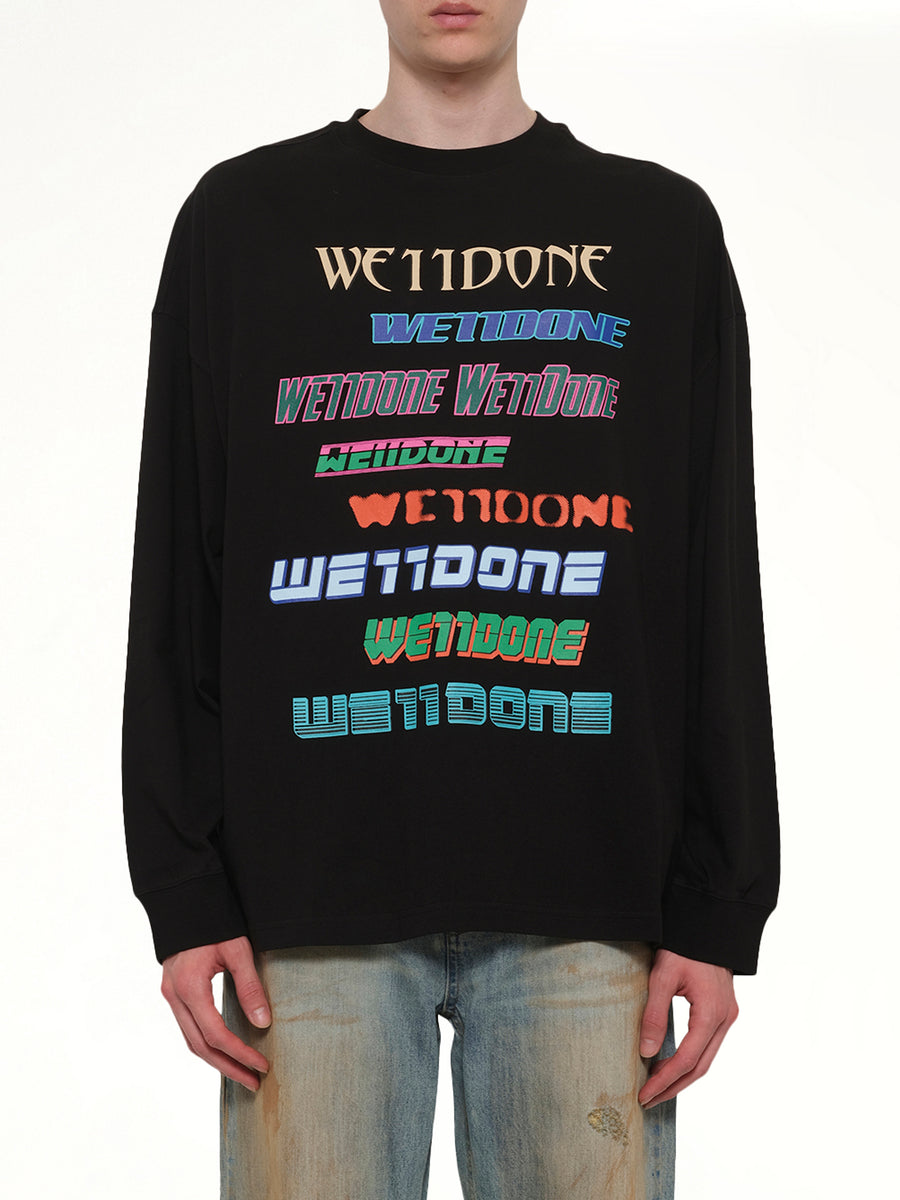 Multi Logo Long Sleeve T-Shirt in Black