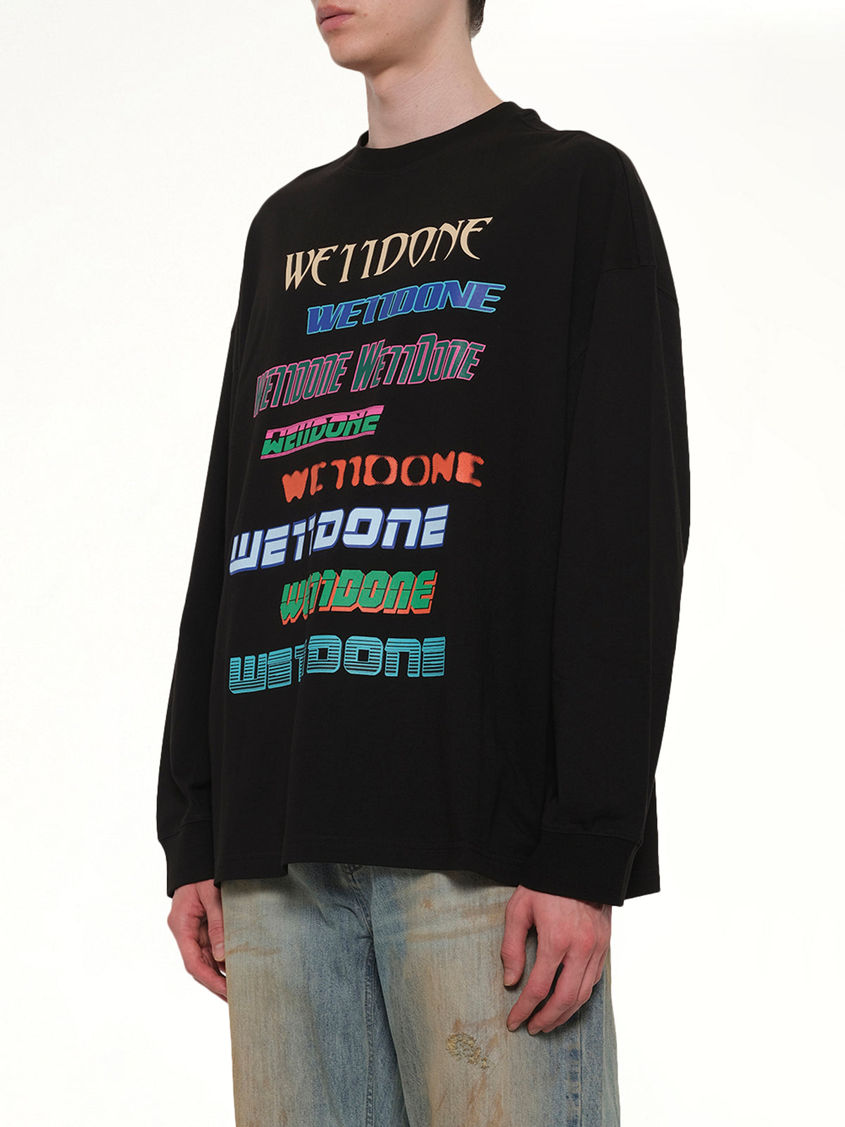 Multi Logo Long Sleeve T-Shirt in Black
